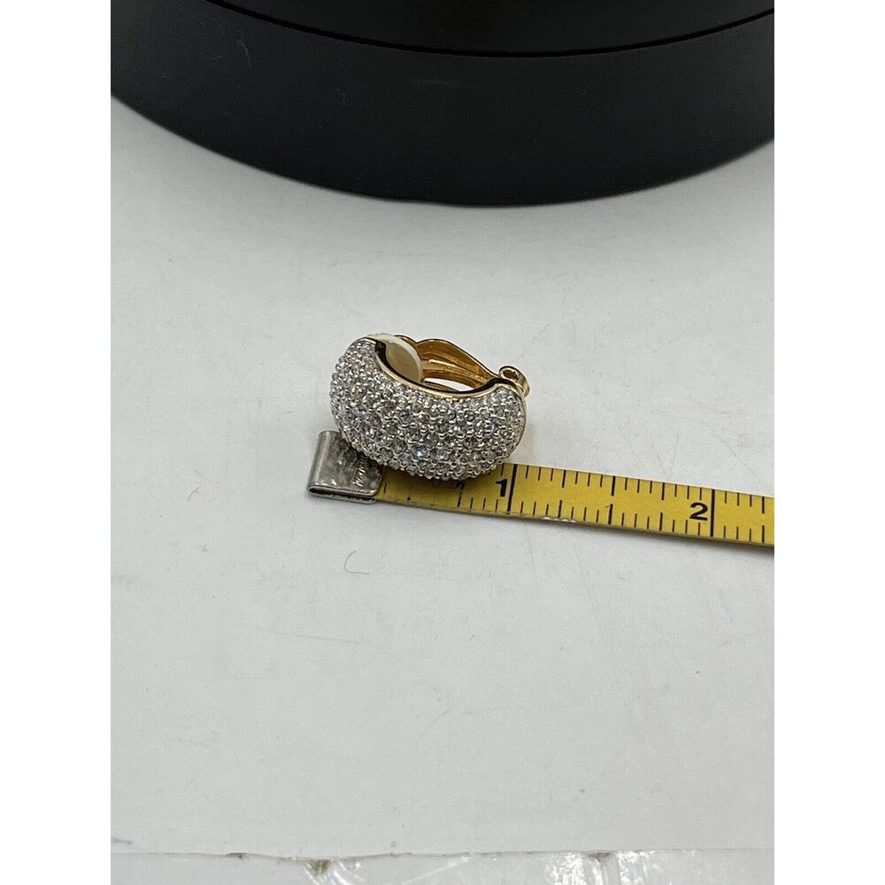 Swarovski Vintage Swan Signed Pave Crystal Rhinestone Clip Ons‎ Hoop Earrings - Picture 12 of 16